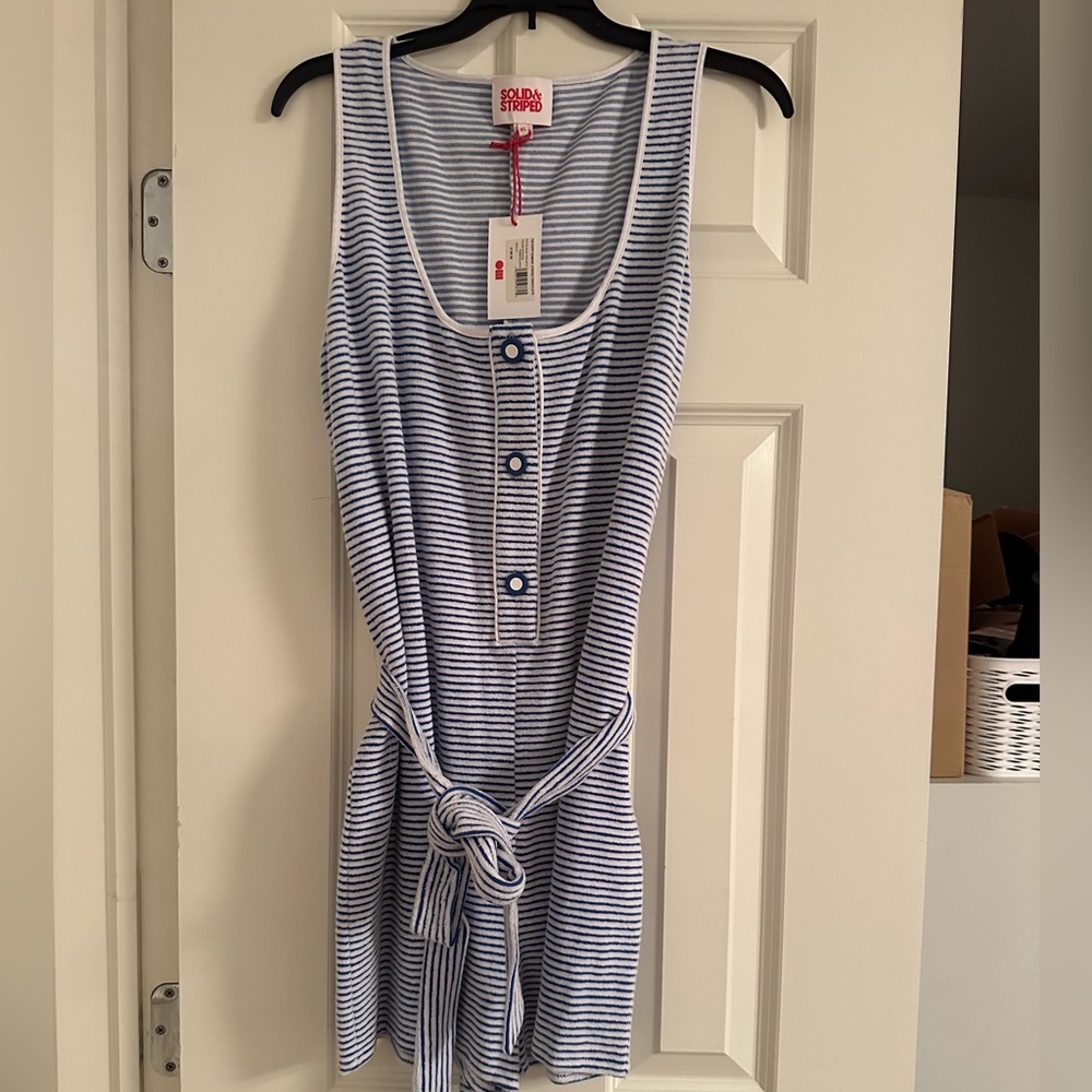 Solid & Striped Terrycloth Blue/White Striped Rom… - image 3